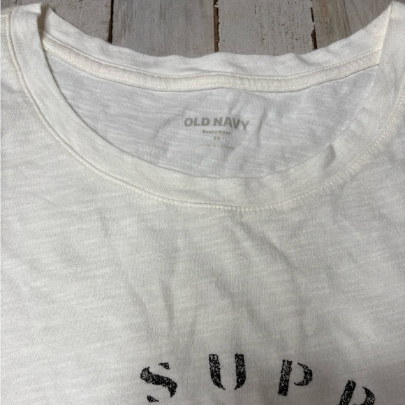 Old Navy Size 3X Bone Color Graphic Short Sleeve Womens Top - Picture 4 of 11